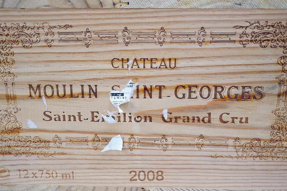 Twelve bottles of Chateau Moulin Saint Georges Saint Emilion Grand Cru, 2008, OWC. Condition - good, storage history unknown